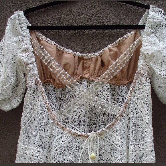 NEW FOR LOVE & LEMONS PORTALA SHEER WHITE LACE MAXI DRESS SIZE S - Picture 6 of 14